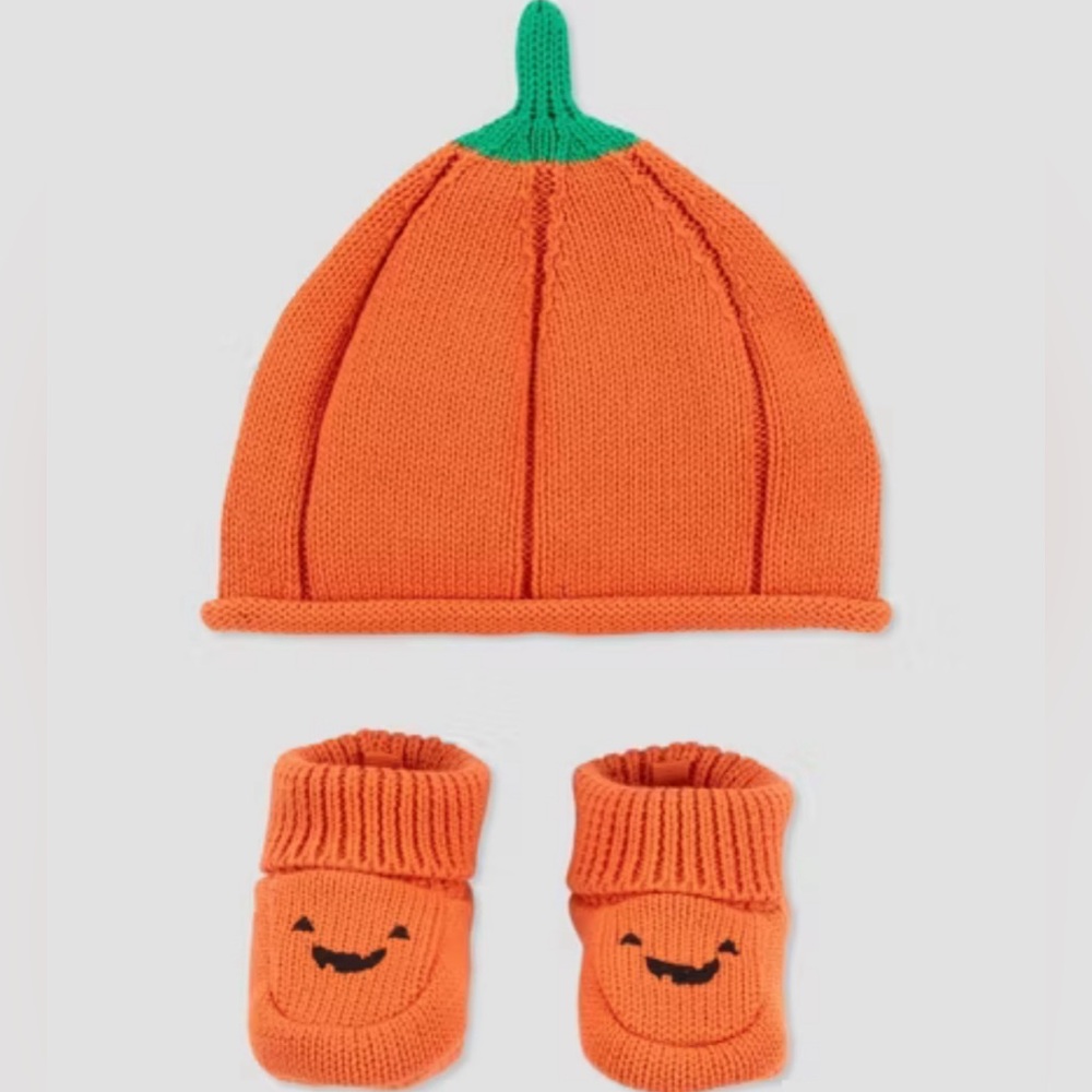 Pumpkin hat and bootie set
